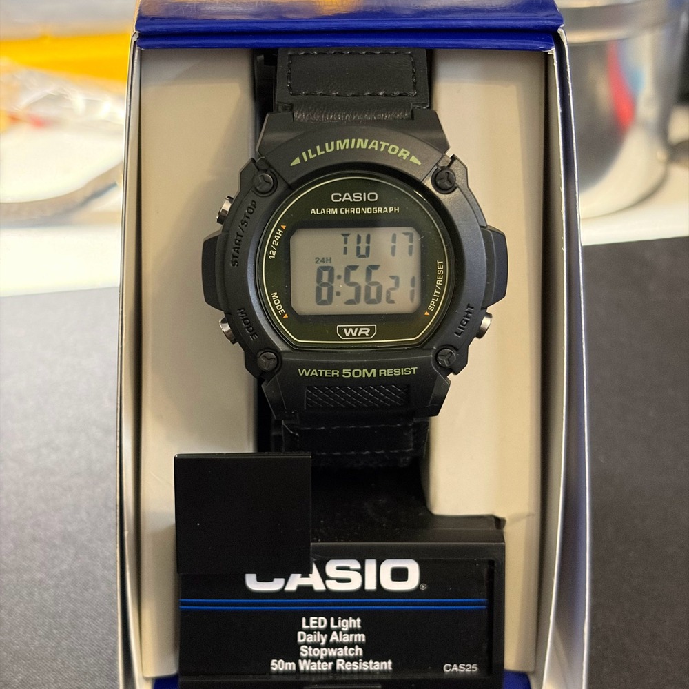 Casio Illuminator Digital Watch Mens OS Black Green W-219HB-3AVKC Sport‎
